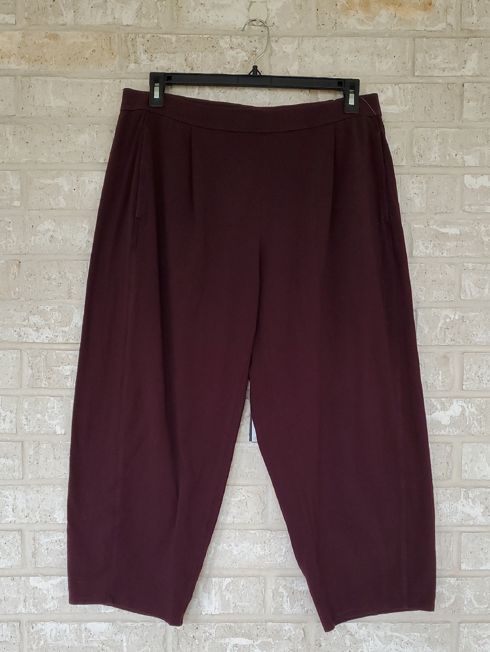 Eileen Fisher Organic Cotton Flat Elastic Waist Wide-Leg Pant, Size Large, NWOT